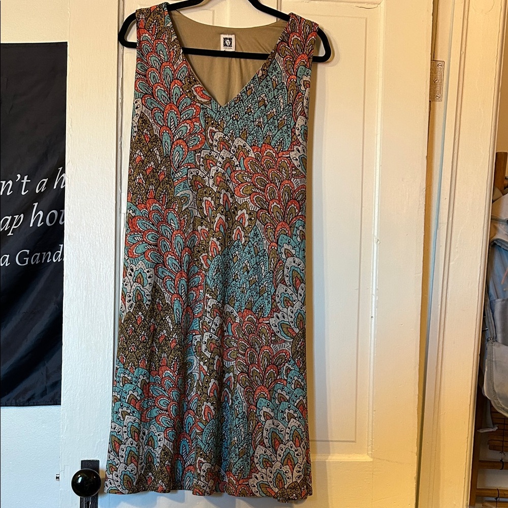 Anne Klein Paisley V-Neck Midi Dress